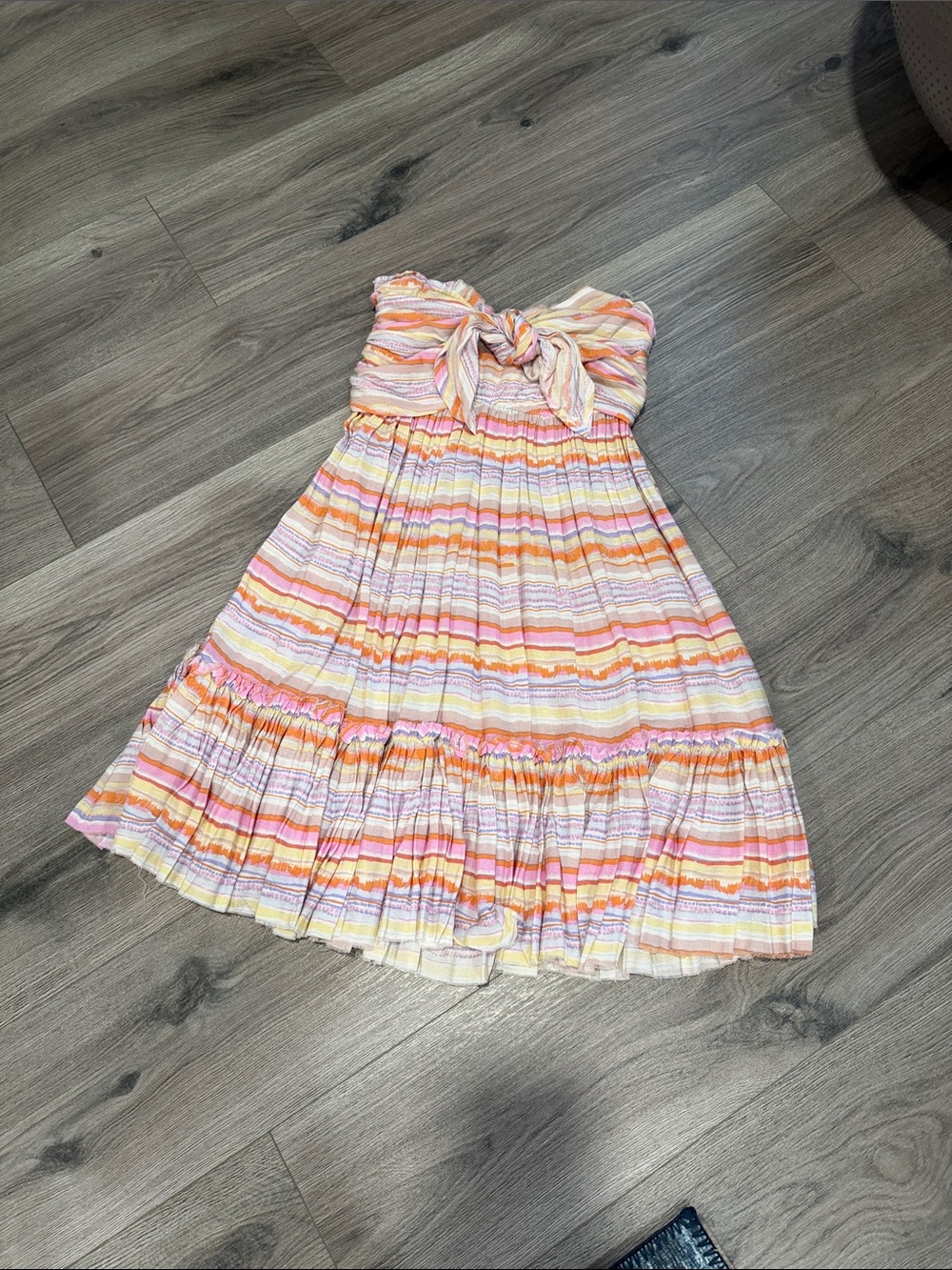 VICI Strapless Pink & Orange Striped Sundress/Cover Up